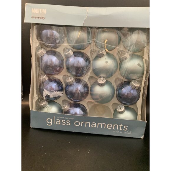 Martha Stewart Everyday Mini Glass 15 Satin Ornament Light Dark Blue - Picture 7 of 8